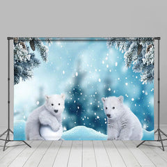 Aperturee - White Polar Bear Ice Snowy Tree Winter Backdrop