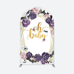 Aperturee - White Purple Pink Floral Baby Shower Arch Backdrop