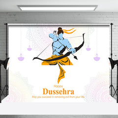 Aperturee - White Rama Crossbow Arrow Happy Dussehra Backdrop