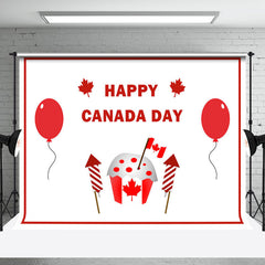 Aperturee - White Red Balloons Flag Happy Canada Day Backdrop