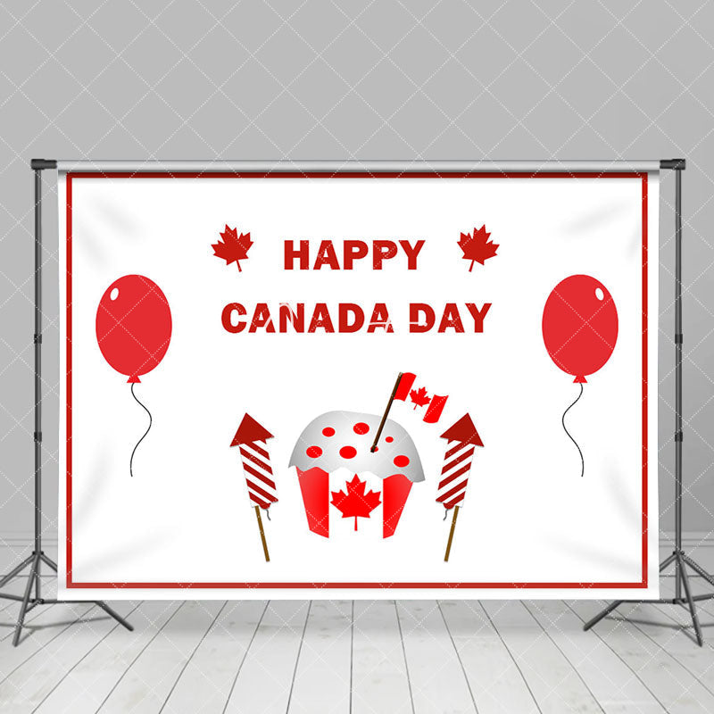 Aperturee - White Red Balloons Flag Happy Canada Day Backdrop