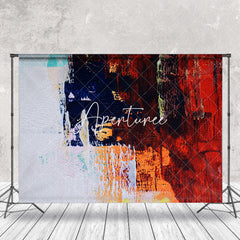 Aperturee - White Red Blue Abstract Graffiti Wall Photo Backdrop