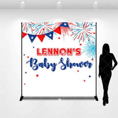 Aperturee - White Red Blue Sparkle Custom Baby Shower Backdrop