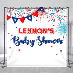 Aperturee - White Red Blue Sparkle Custom Baby Shower Backdrop