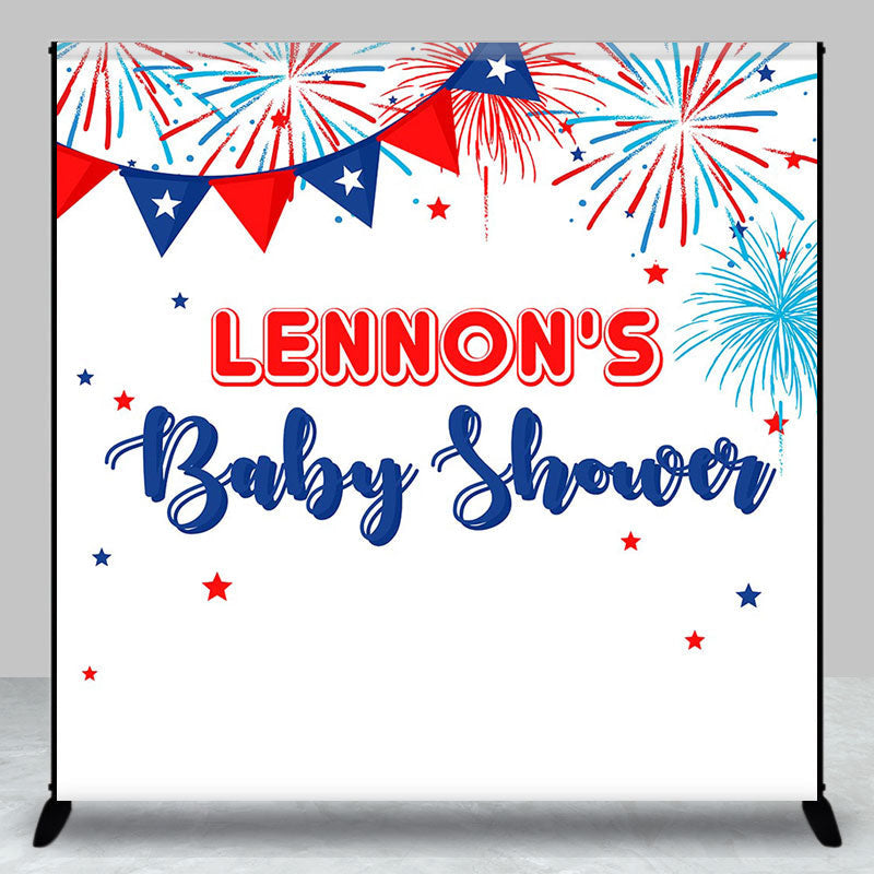 Aperturee - White Red Blue Sparkle Custom Baby Shower Backdrop