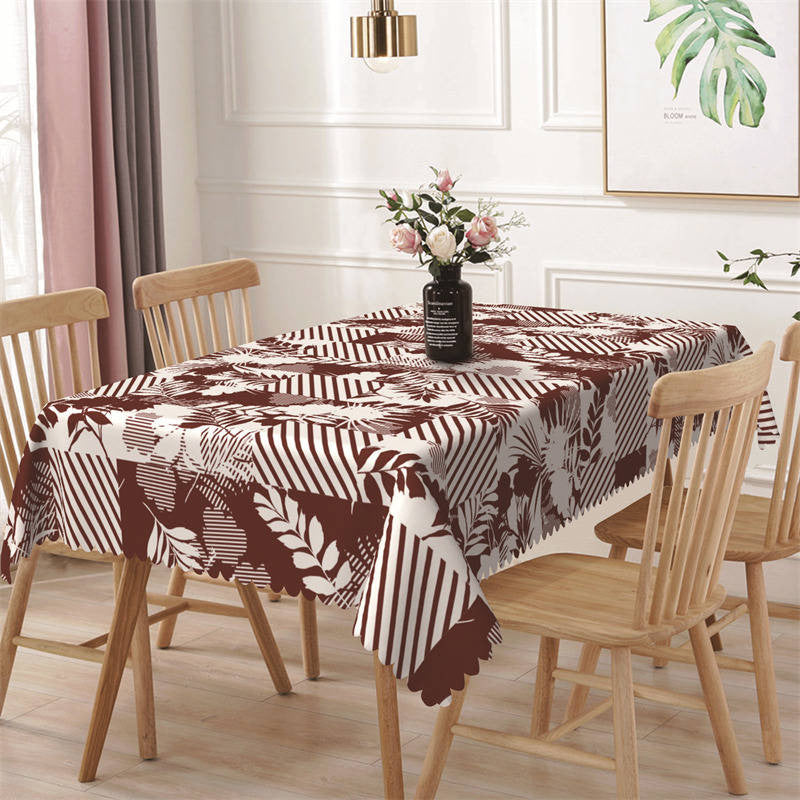 Aperturee - White Red Checkered Stripes Rectangle Tablecloth