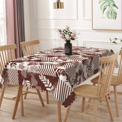 Aperturee - White Red Checkered Stripes Rectangle Tablecloth