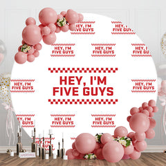 Aperturee - White Red Im Five Guys 5th Birthday Round Backdrop