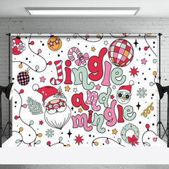 Aperturee - White Red Jingle And Mingle Merry Christmas Backdrop