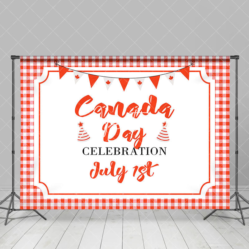 Aperturee - White Red Plaid Flag Celebration Canada Day Backdrop