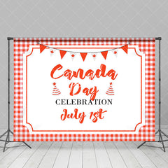 Aperturee - White Red Plaid Flag Celebration Canada Day Backdrop