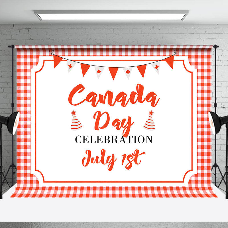 Aperturee - White Red Plaid Flag Celebration Canada Day Backdrop