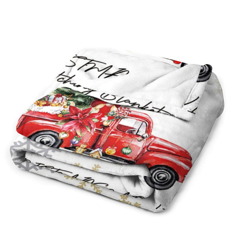 Aperturee - White Red Truck Snowflake Custom Christmas Blanket