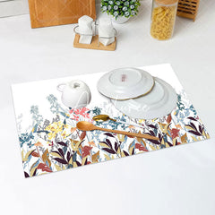 Aperturee - White Red Yellow Leaves Vintage Set Of 4 Placemats