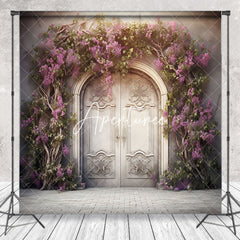 Aperturee - White Retro Wall Floral Vine Spring Photo Backdrop