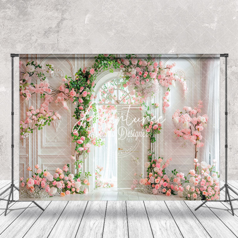 Aperturee - White Retro Wall Greenery Floral Wedding Backdrop