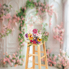 Aperturee - White Retro Wall Greenery Floral Wedding Backdrop