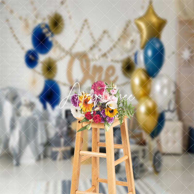 Aperturee - White Room Balloons 1st Birthday Cake Smash Backdrop