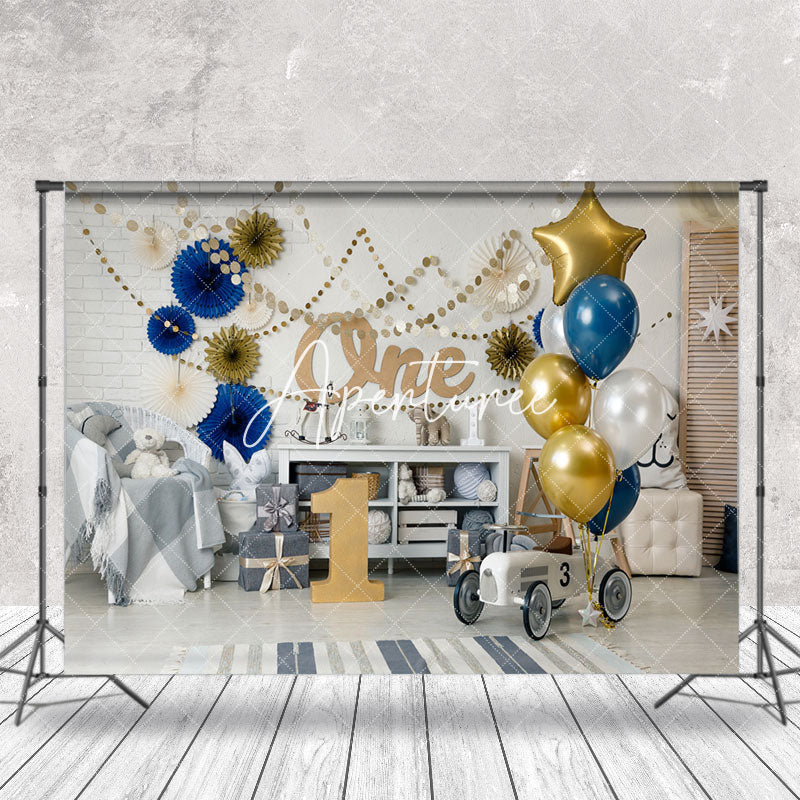 Aperturee - White Room Balloons 1st Birthday Cake Smash Backdrop