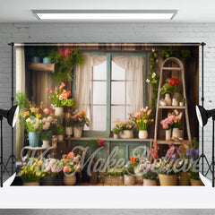 Aperturee - White Screen Window Desk Floral Spring Backdrop