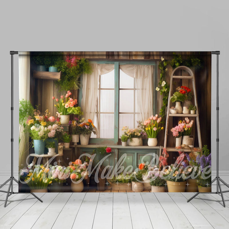 Aperturee - White Screen Window Desk Floral Spring Backdrop