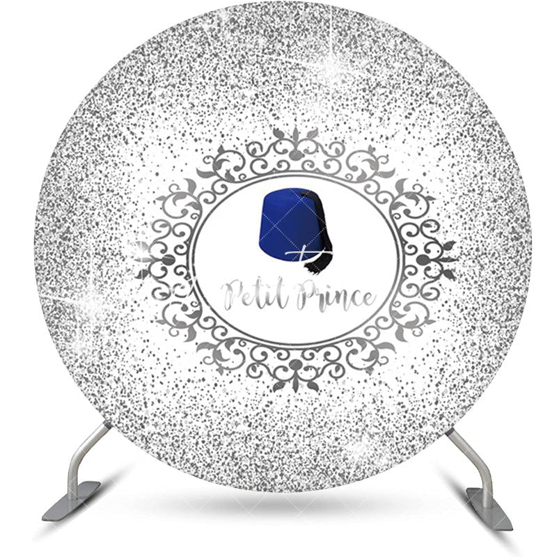 Aperturee - White Silver Blue Hat Petit Prince Round Backdrop