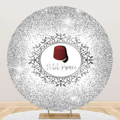 Aperturee - White Silver Red Hat Petit Prince Round Backdrop