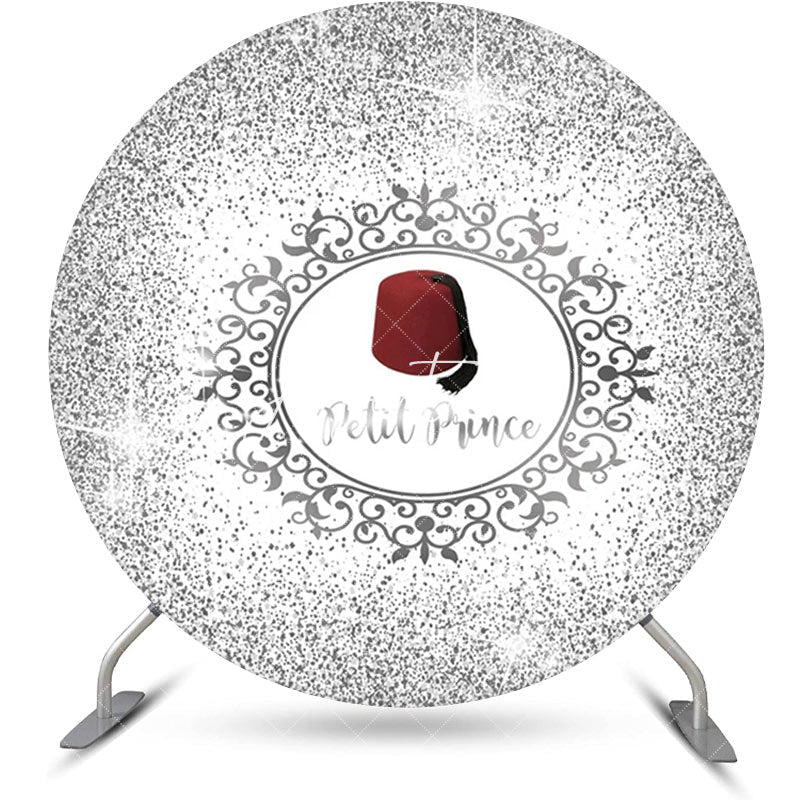 Aperturee - White Silver Red Hat Petit Prince Round Backdrop