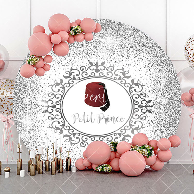 Aperturee - White Silver Red Hat Petit Prince Round Backdrop