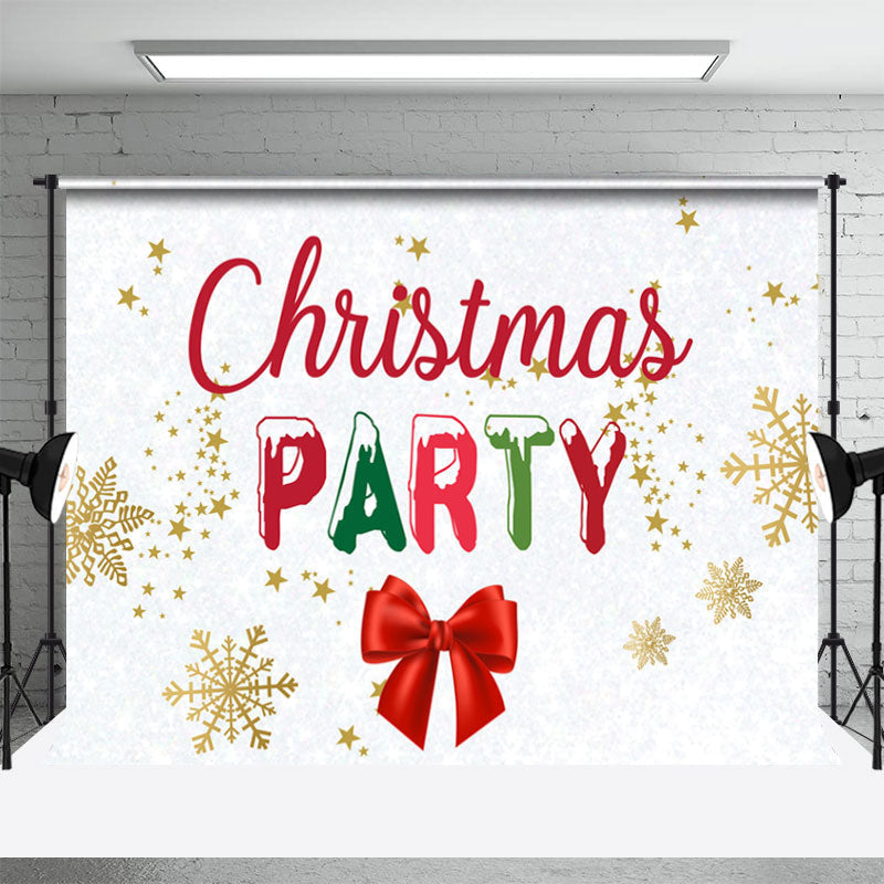 Aperturee - White Snowflake Bow Tie Party Christmas Backdrop