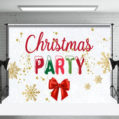 Aperturee - White Snowflake Bow Tie Party Christmas Backdrop