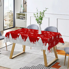 Aperturee - White Snowflake Red Christmas Decorative Tablecloth