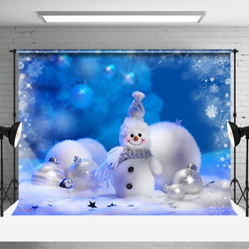 Aperturee - White Snowy Snowman Snowflake Bokeh Winter Backdrop