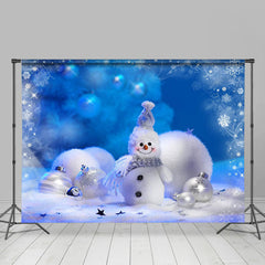 Aperturee - White Snowy Snowman Snowflake Bokeh Winter Backdrop