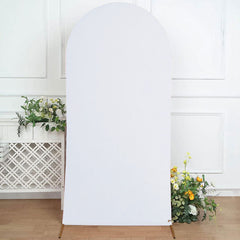 Aperturee White Spandex Fit Round Top Backdrop Wedding Arch Cover