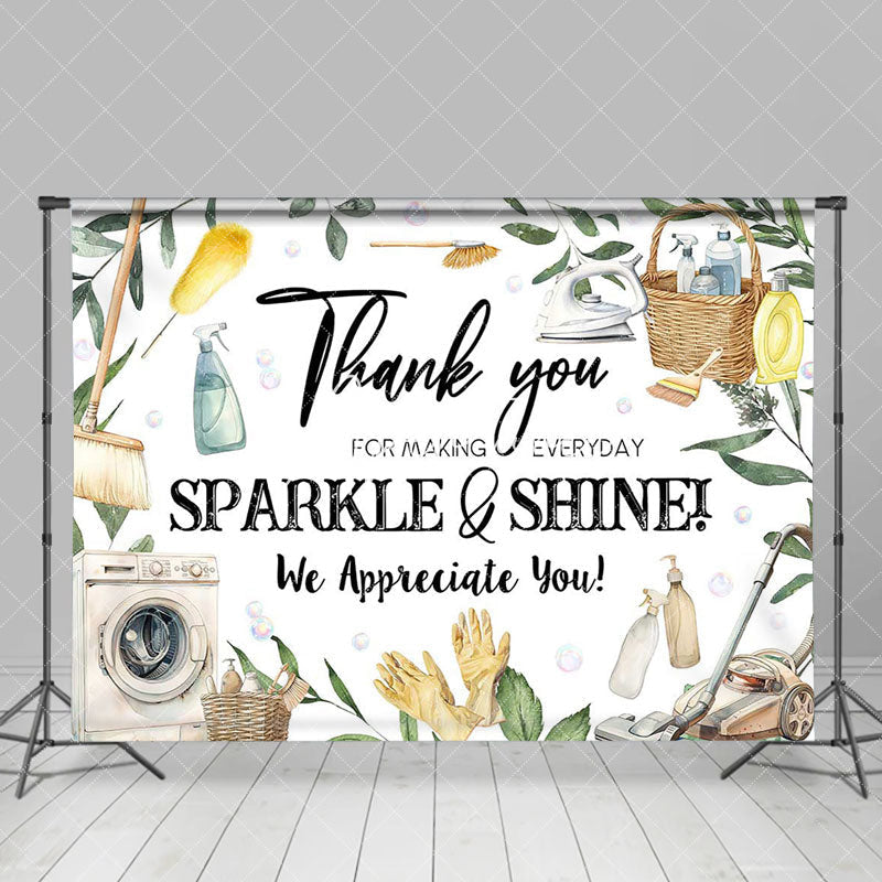 Aperturee - White Sparkle And Shine Housekeeping Week Backdrop