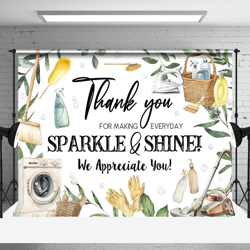 Aperturee - White Sparkle And Shine Housekeeping Week Backdrop