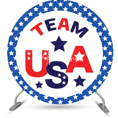 Aperturee - White Team American Flag Star Sport Round Backdrop