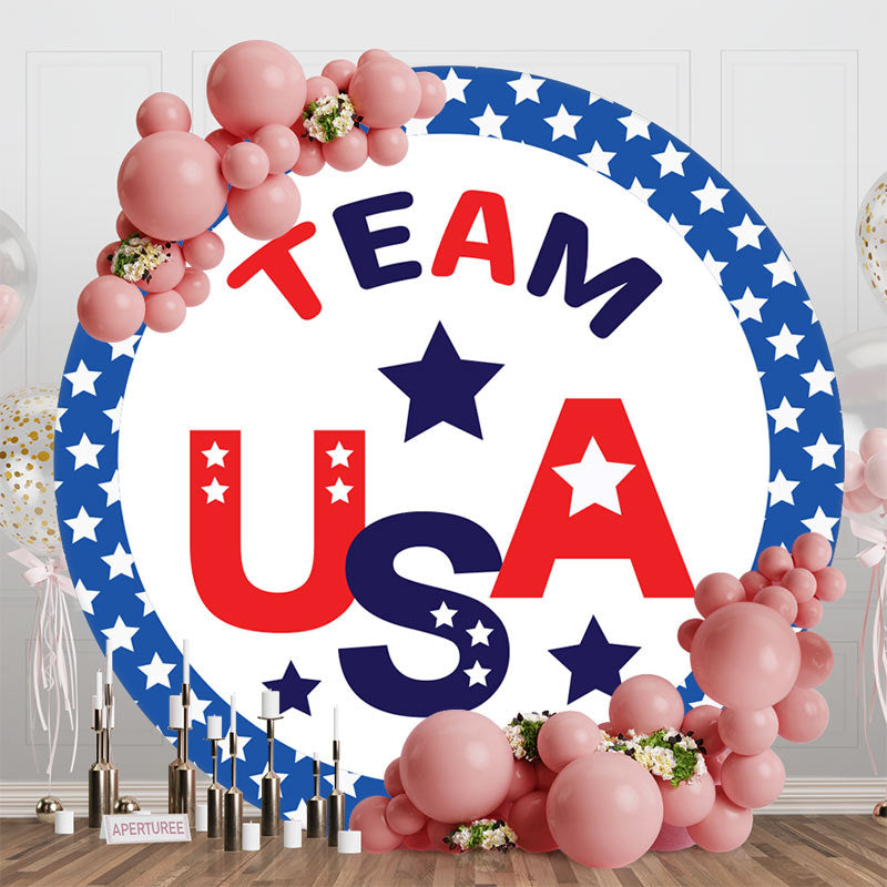 Aperturee - White Team American Flag Star Sport Round Backdrop