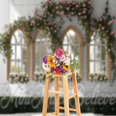 Aperturee - White Tile Window Spring Floral Backdrop For Photo