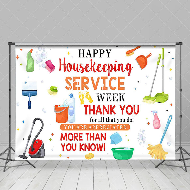 Aperturee - White Tools Thank You Housekeeping Service Backdrop