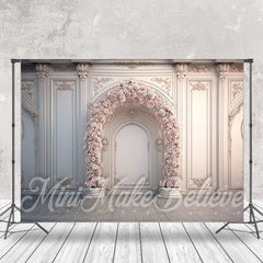 Aperturee - White Triumphal Arch Pink Floral Wedding Backdrop