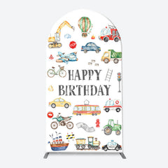 Aperturee - White Various Transportation Birthday Arch Backdrop