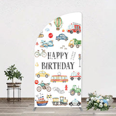 Aperturee - White Various Transportation Birthday Arch Backdrop