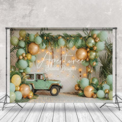 Aperturee - White Wall Car Balloons Plant Cake Smash Backdrop