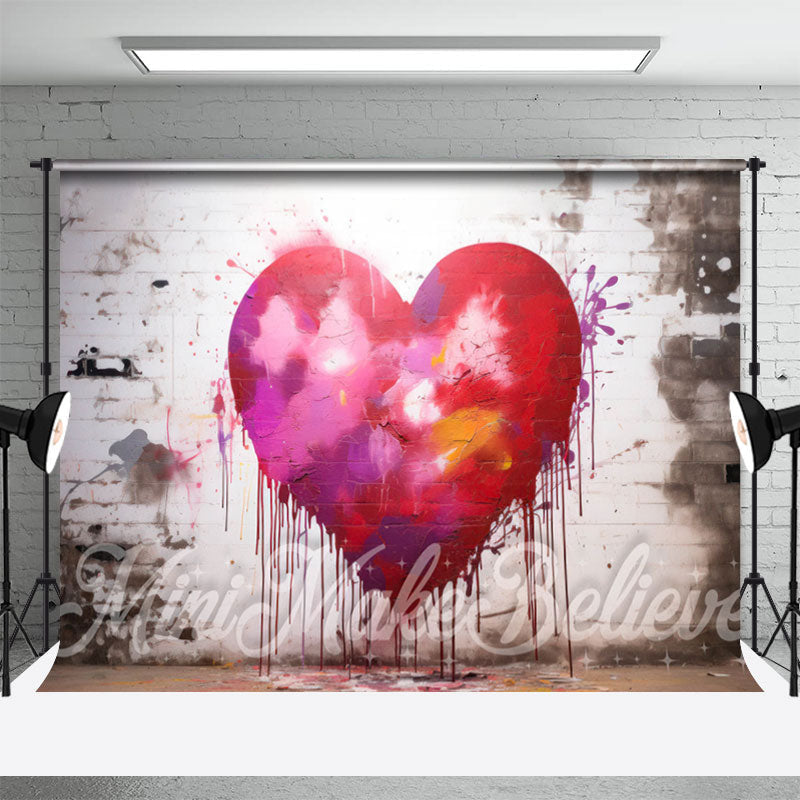 Aperturee - White Wall Graffiti Haert Valentines Day Backdrop