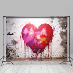 Aperturee - White Wall Graffiti Haert Valentines Day Backdrop