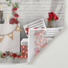 Aperturee - White Wall Red Rose Love Light Valentine Backdrop