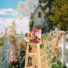 Aperturee - White Wood Fence Flower House Photo Spring Backdrop