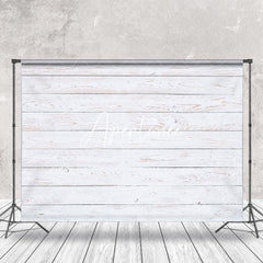 Aperturee - White Wood Grain Retro Wall Backdrop For Photography